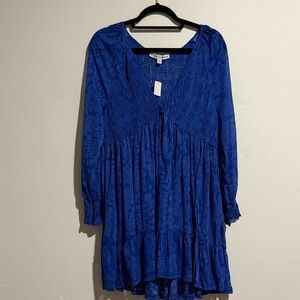 Elegant Long Sleeve Blue Dress